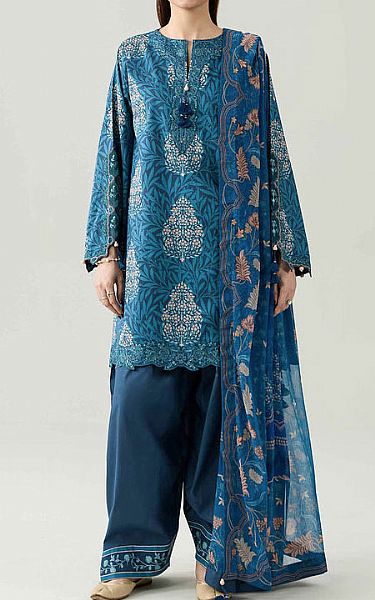Nishat Zinc Blue Lawn Suit | Pakistani Lawn Dress in USA- Image 1