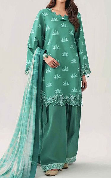 Nishat Sea Green Lawn Suit | Pakistani Lawn Dress in USA- Image 1