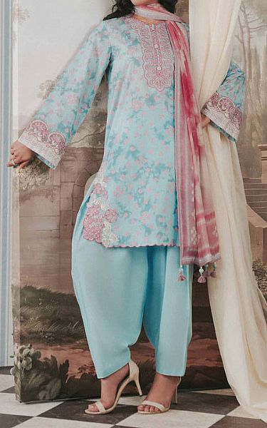 Nishat Light Turquoise Lawn Suit | Pakistani Lawn Dress in USA- Image 1