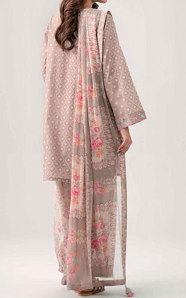 Nishat French Beige Lawn Suit | Pakistani Lawn Dress in USA- Image 2