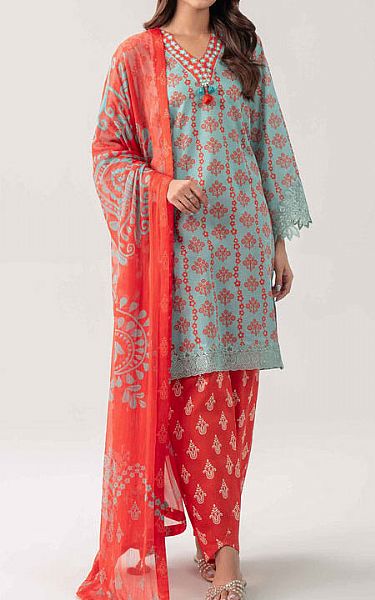 Nishat Turquoise Lawn Suit | Pakistani Lawn Dress in USA- Image 1