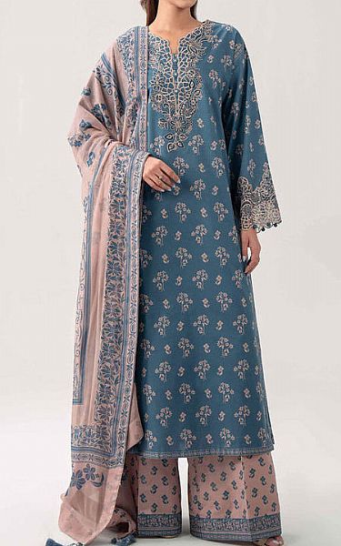 Nishat Denim Blue Lawn Suit | Pakistani Lawn Dress in USA- Image 1