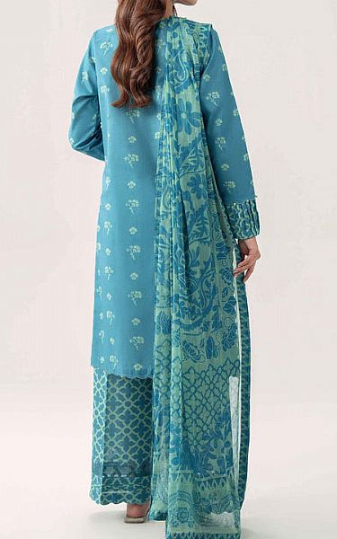 Nishat Dark Turquoise Lawn Suit | Pakistani Lawn Dress in USA- Image 2