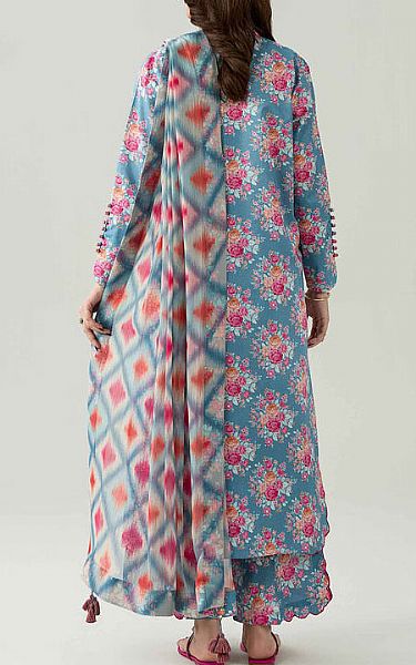 Nishat Cadet Blue Lawn Suit | Pakistani Lawn Dress in USA- Image 2