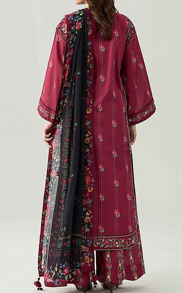Nishat Maroon Lawn Suit | Pakistani Lawn Dress in USA- Image 2