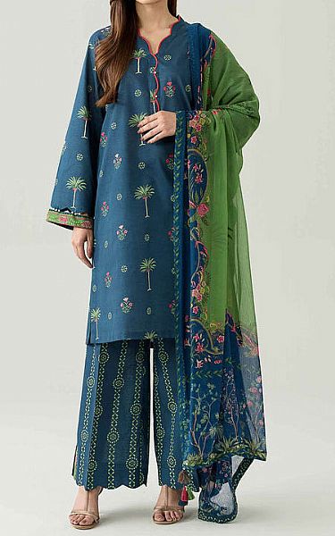 Nishat Navy Blue Lawn Suit | Pakistani Lawn Dress in USA- Image 1