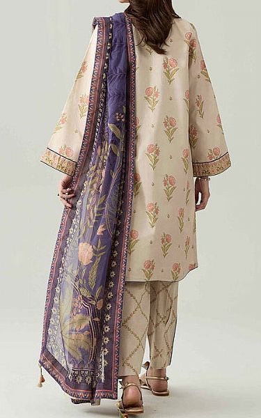 Nishat Beige Lawn Suit | Pakistani Lawn Dress in USA- Image 2