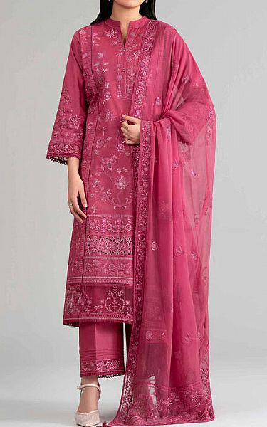 Nishat Cranberry Cambric Suit | Pakistani Lawn Dress in USA- Image 1