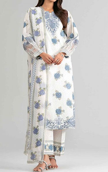 Nishat Off-white Lawn Suit | Pakistani Lawn Dress in USA- Image 1