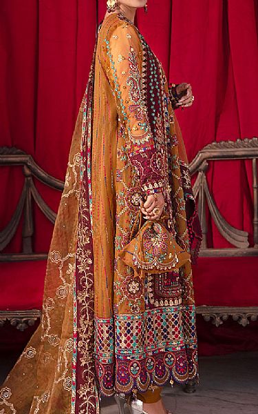 Nureh Rust Organza Suit | Pakistani Embroidered Chiffon Dresses- Image 2