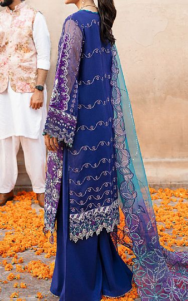 Nureh Royal Blue Organza Suit | Pakistani Embroidered Chiffon Dresses USA- Image 2