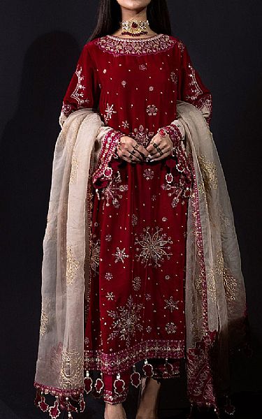 Nureh Maroon Velvet Suit | Pakistani Dresses in USA- Image 1