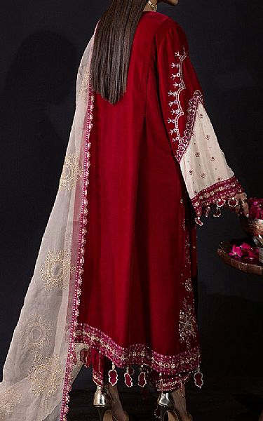 Nureh Maroon Velvet Suit | Pakistani Dresses in USA- Image 2