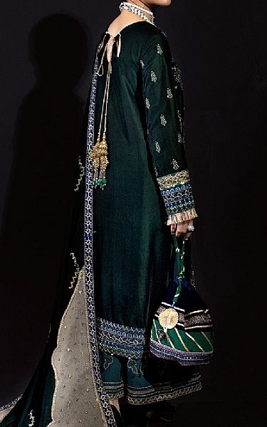 Nureh Brunswick Green Velvet Suit | Pakistani Winter Dresses- Image 2