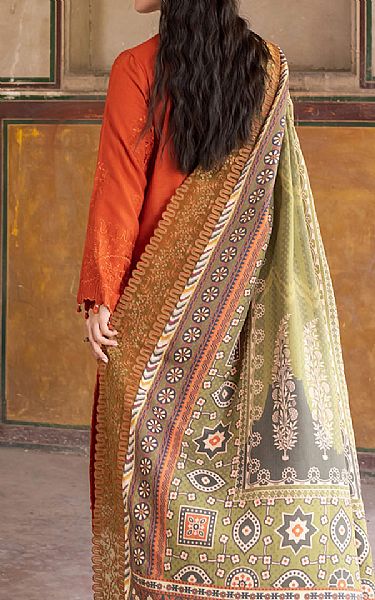 Nureh Safety Orange Khaddar Suit | Pakistani Dresses in USA- Image 2