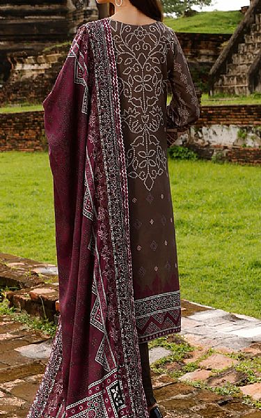Nureh Dark Brown Linen Suit | Pakistani Winter Dresses- Image 2
