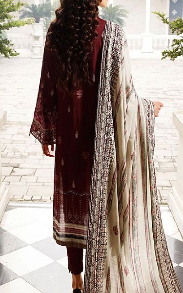 Nureh Maroon Linen Suit | Pakistani Winter Dresses- Image 2