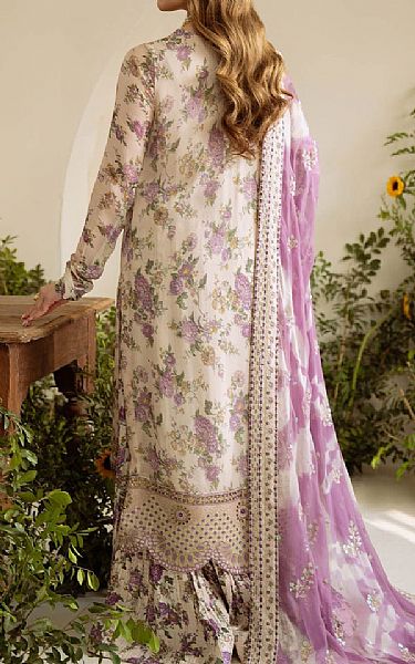 Nureh Ivory/Lilac Chiffon Suit | Pakistani Embroidered Chiffon Dresses USA- Image 2