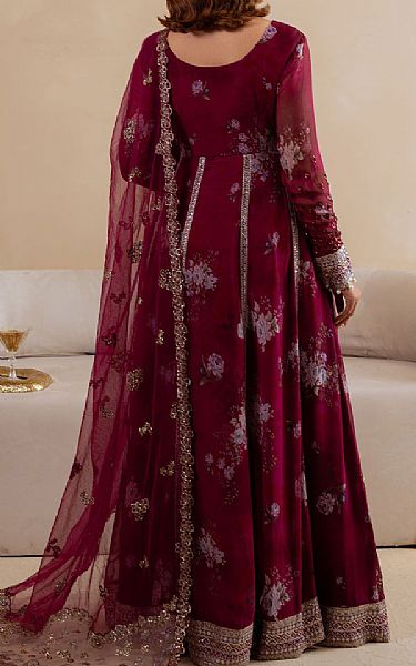 Nureh Crimson Chiffon Suit | Pakistani Embroidered Chiffon Dresses USA- Image 2