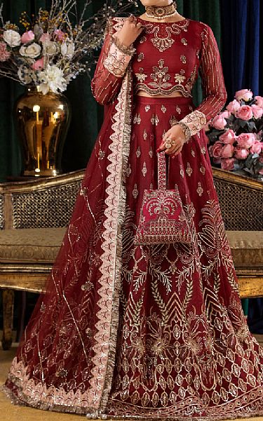 Nureh Maroon Chiffon Suit | Pakistani Embroidered Chiffon Dresses USA- Image 1