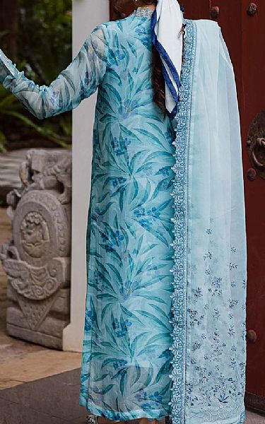 Nureh Fountain Blue Chiffon Suit | Pakistani Embroidered Chiffon Dresses USA- Image 2