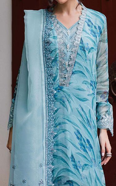Nureh Fountain Blue Chiffon Suit | Pakistani Embroidered Chiffon Dresses USA- Image 3