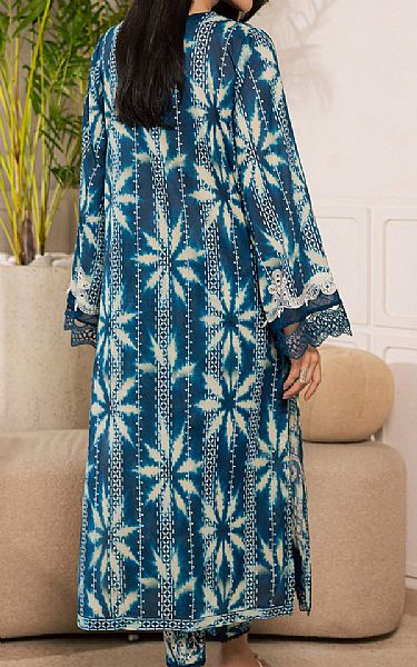 Nureh Teal Blue/Off White Lawn Suit (2 pcs) | Pakistani Lawn Dress in USA- Image 2