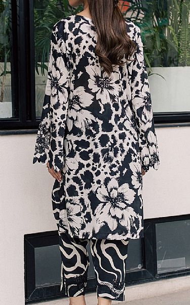 Nureh Black/Off White Lawn Suit (2 pcs) | Pakistani Lawn Dress in USA- Image 2