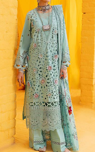 Nureh Cyan Opaque Lawn Suit | Pakistani Lawn Suits- Image 1