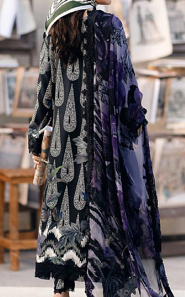 Nureh Black/Off White Crepe Suit | Pakistani Embroidered Chiffon Dresses USA- Image 2