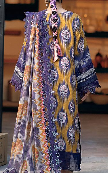 Nureh Mustard/Purple Crepe Suit | Pakistani Embroidered Chiffon Dresses USA- Image 2