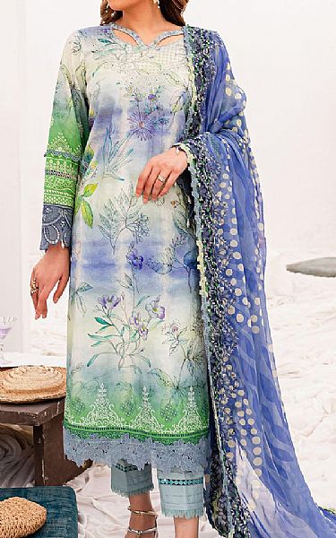 Nureh Blue Green Lawn Suit | Pakistani Lawn Suits- Image 1