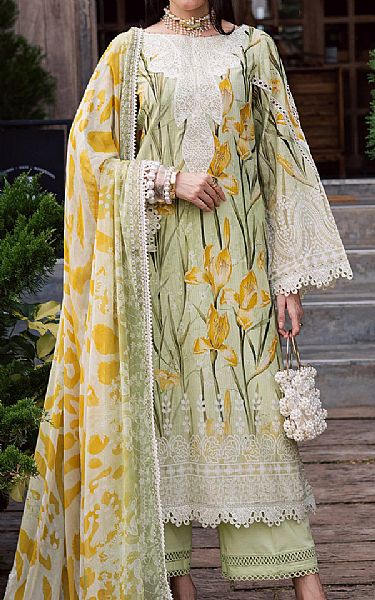 Nureh Sage/Mustard Lawn Suit | Pakistani Lawn Dress in USA- Image 1