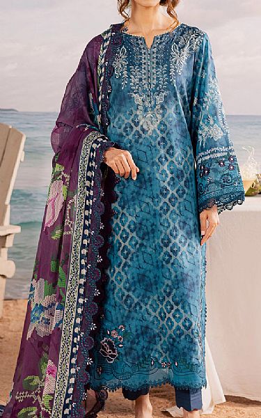 Nureh Teal Blue Lawn Suit | Pakistani Lawn Dress in USA- Image 1