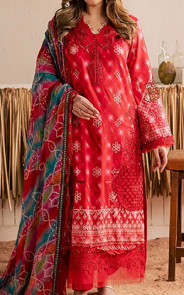 Nureh Cadmium Red Lawn Suit | Pakistani Lawn Dress in USA- Image 1