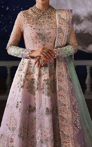 Nureh Peach/Pink Organza Suit | Pakistani Embroidered Chiffon Dresses USA- Image 2