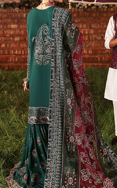 Nureh Bottle Green Chiffon Suit | Pakistani Embroidered Chiffon Dresses USA- Image 2
