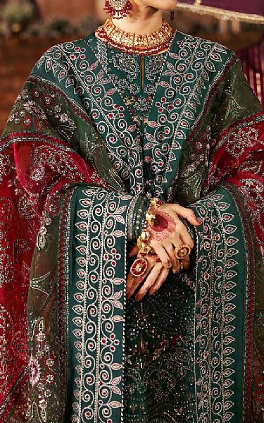 Nureh Bottle Green Chiffon Suit | Pakistani Embroidered Chiffon Dresses USA- Image 3