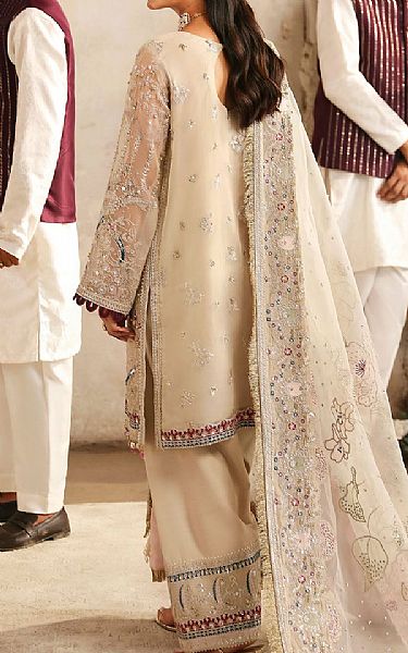 Nureh Tan Organza Suit | Pakistani Embroidered Chiffon Dresses USA- Image 2