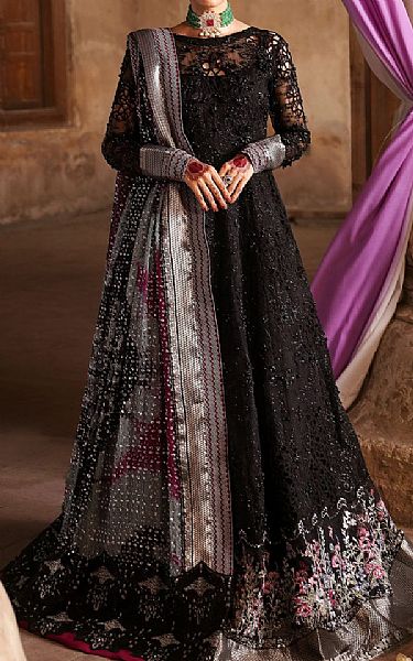 Nureh Black Organza Suit | Pakistani Embroidered Chiffon Dresses USA- Image 1