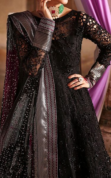 Nureh Black Organza Suit | Pakistani Embroidered Chiffon Dresses USA- Image 3