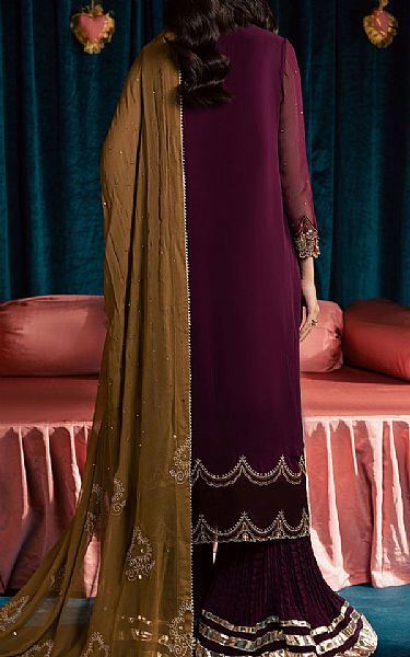 Nureh Plum Chiffon Suit | Pakistani Embroidered Chiffon Dresses USA- Image 2
