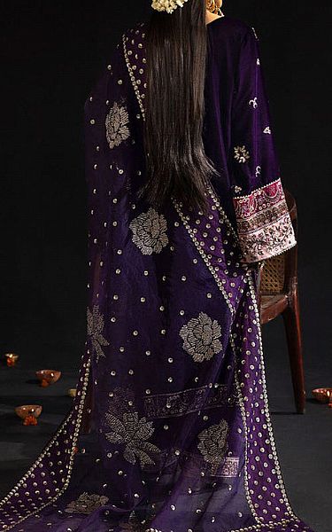 Nureh Purple Velvet Suit | Pakistani Winter Dresses- Image 2