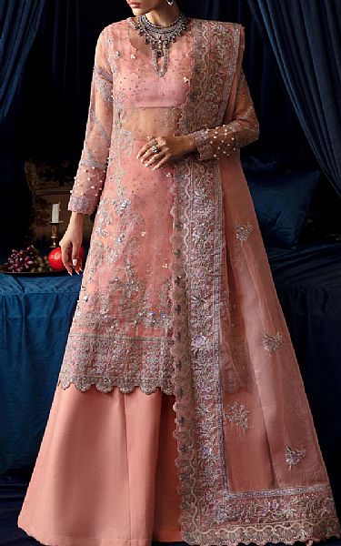Nureh Tea Pink Chiffon Suit | Pakistani Embroidered Chiffon Dresses USA- Image 1