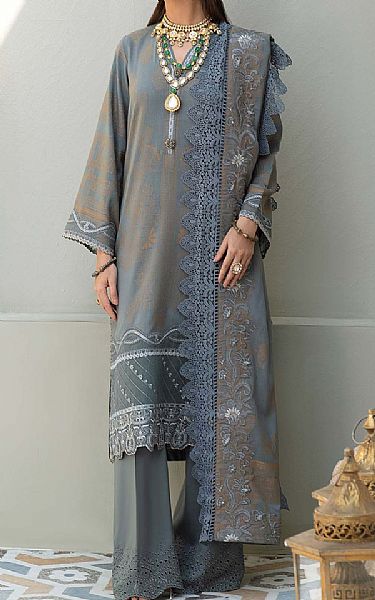 Nureh Grey Jacquard Suit | Pakistani Dresses in USA- Image 1