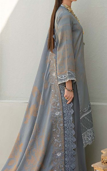 Nureh Grey Jacquard Suit | Pakistani Dresses in USA- Image 2