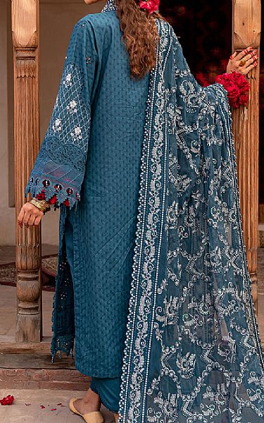 Nureh Denim Blue Lawn Suit | Pakistani Lawn Suits- Image 2