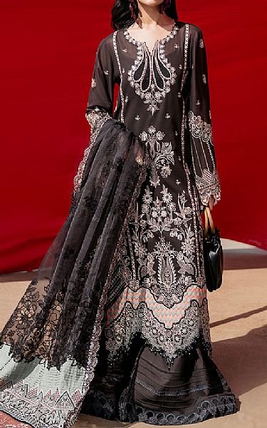 Nureh Black Swiss Lawn Suit | Pakistani Lawn Dress in USA- Image 1