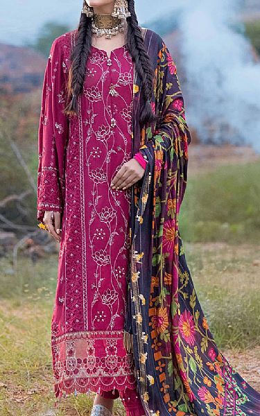 Nureh Crimson Linen Suit | Pakistani Dresses in USA- Image 1