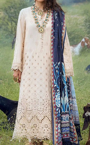 Nureh Ivory Linen Suit | Pakistani Dresses in USA- Image 1